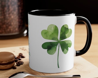 St Patricks Day Mug, Clover Mug, Shamrock Mug, Lucky Mug, Green Gift Mug, Luck Of the Irish, Gift for Him, Gift for Her (Clover 3)