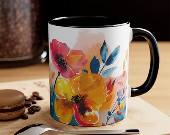 Floral Mug, Mug, Gift for Her, Gift, Mother's Day Gift, Cottagecore Coffee Mug, Pastel Floral Nature Mug, Flower Garden Lover