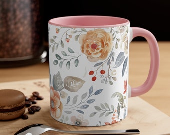 Floral Mug, Gift for Her,  Mothers Day Mug, Gift, Cottagecore Coffee Mug, Pastel Floral Nature Mug, Flower Garden Lover