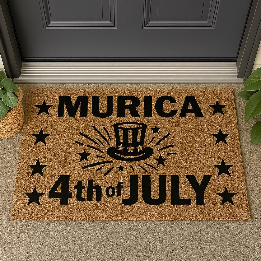 Patriotic 4th of July Welcome Mat - Rustic Americana Outdoor Decor ...
