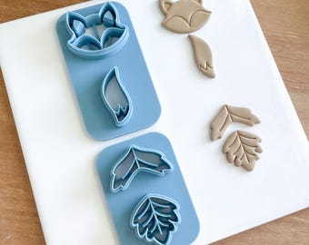Fox Clay Cutters, Leaf Dangle Clay Cutters, Fall Clay Cutters, Embossed, Unique, Elegant, Fun, Cutters