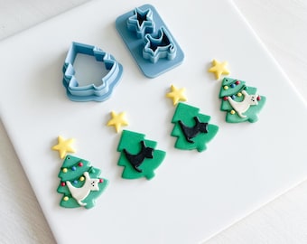 Cat Clay Cutter, Christmas Tree Clay Cutter, Polymer Clay, Holidays, Unique, Cute, Fun Cutters