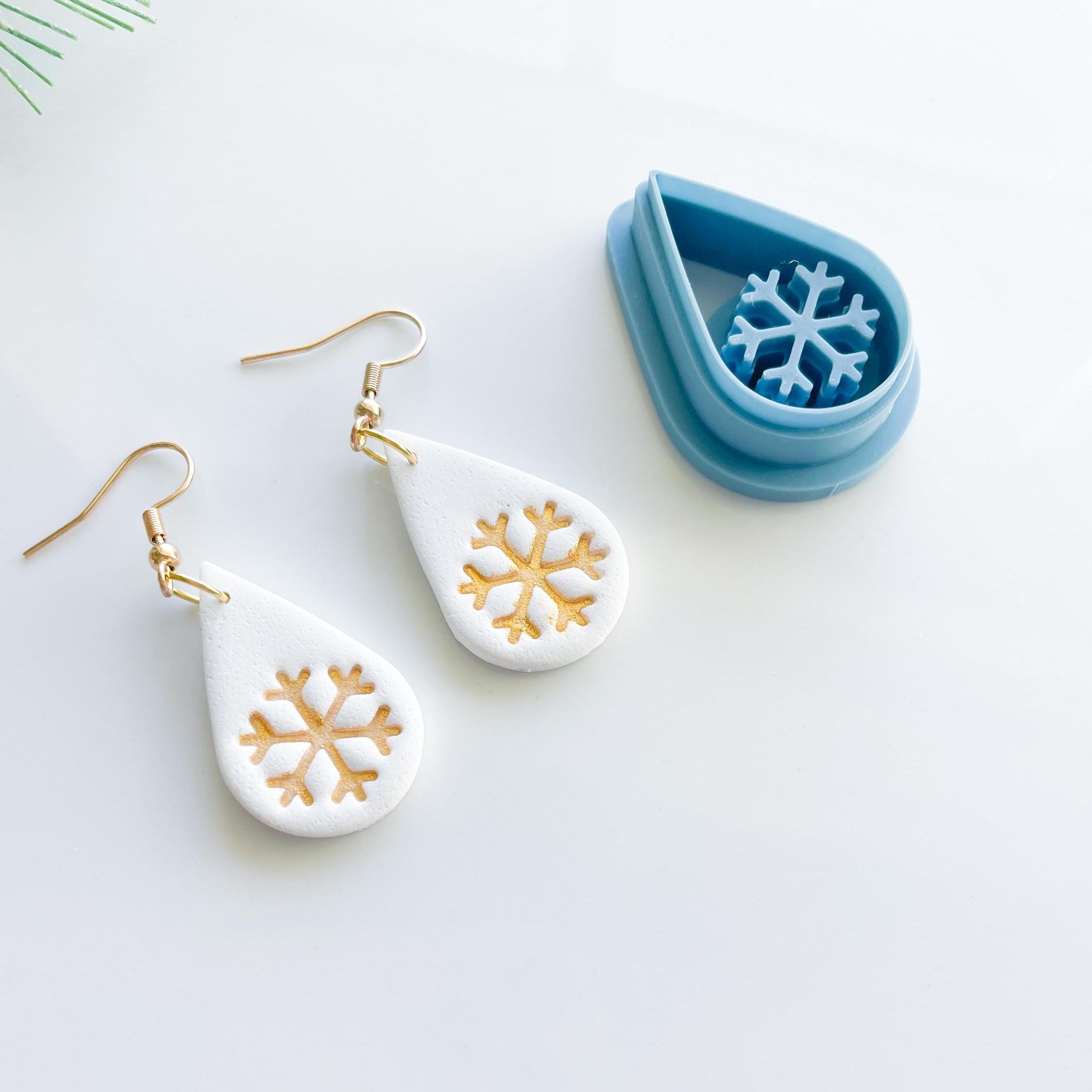 Snowflake Embossed Teardrop Clay Cutter, Christmas Polymer Clay Cutters, Holidays, Unique, Cute, Fun Cutters