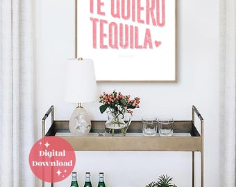 Te Quiero Tequila Letterpress Print: Fun Bar Decor, Mexican Saying Digital File (Instant Download)