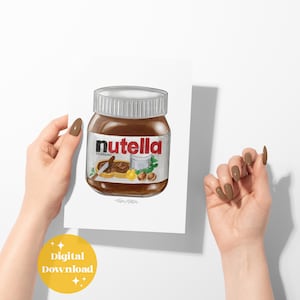 Nutella Foodie Wand Kunst Küche Dekor Haselnuss Brotaufstrich Aquarell Malerei Ferrero Nutella Malerei Essen Geschenk Schokolade Moderne Digitale Datei