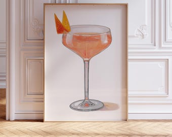 Paper Plane Cocktail Watercolor Painting: Kitchen Art or Bar Decor (Multiple Size & Finish Options)