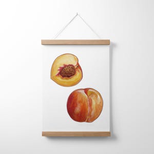 Peach Watercolor Painting: Fresh Fruit Kitchen Decor, Unique Baby Room Print, Foodie Wall Art Poster