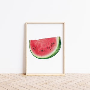 Watermelon Watercolor Painting: Summer Kitchen Decor, Pink Fruit Print, Foodie Wall Art Poster