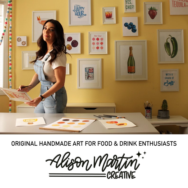 Mojito Cocktail Foodie Wall Art Kitchen Decor Mint Rum Drink Watercolor