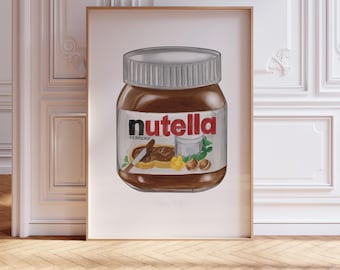 Nutella Watercolour Painting: Chocolate Hazelnut Spread Print Kitchen Decor (Multiple Size & Finish Options)
