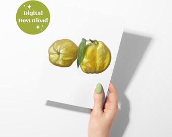 Pears Watercolour Print: Kitchen Art or Botanical Illustration Digital File (Instant Download)