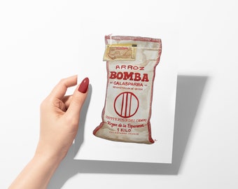 Paella Bomba Rice Watercolor Painting Spanish Food Kitchen Art (Multiple Size & Finish Options)