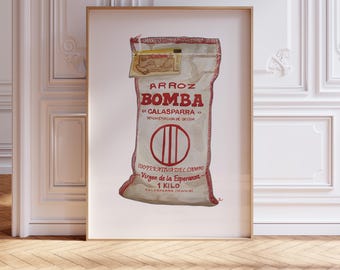 Paella Bomba Rice Watercolor Painting Spanish Food Kitchen Art (Multiple Size & Finish Options)