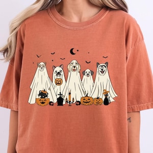 Comfort Colors® Halloween T-Shirt, Сute Ghost Dog, Halloween Shirt, Ghost T-shirt, Dog Lovers T-Shirt, Halloween Dog T-shirt, Spooky Season