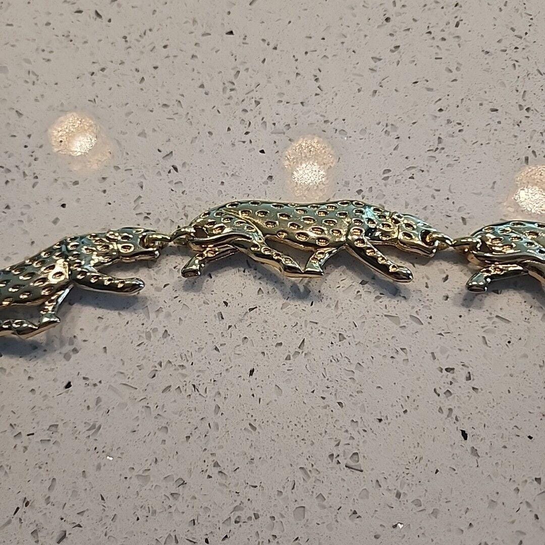 Vintage 80s Gold Tone Cast Metal Leopard Link Statement Chain Belt 1980s Anne Klein Cheetah Chain Belt – Patricia Field main image 2