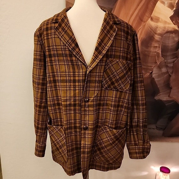 vintage pendleton jacket Blazer Mens M 60s Brown … - image 1