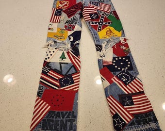 Custom Levis 501 Patchwork Denim Jeans Mens Multi Color Block Graphic 26x34 Pants