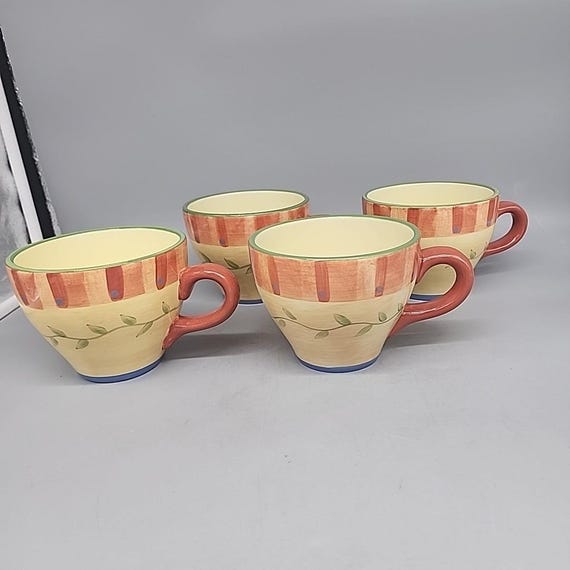 Napoli Pfaltzgraff Coffee Mugs Set of 4 Yellow Red Stoneware Floral 16oz  Tea Cup - Etsy Israel