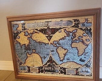 William Blaeu Gold Foil Reproduction of His 1605 Map of the World