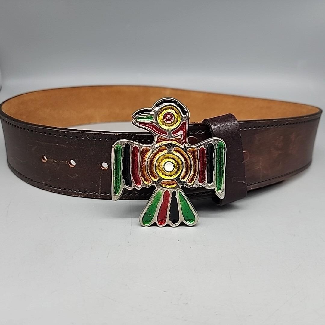 Native American  ベルトバックル Made in Mexico Aztec Spirit Bird Symbol Indigenous Mexico Mexican Mayan Leather