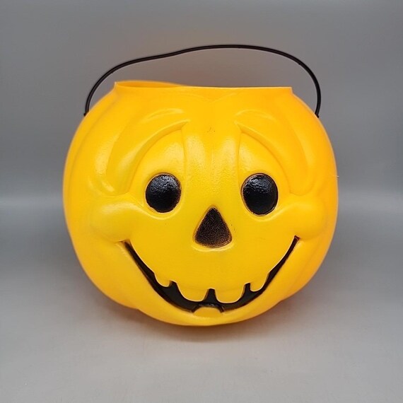 Vintage Halloween Pumpkin Blow Mold Candy Bucket General Foam Plastics USA