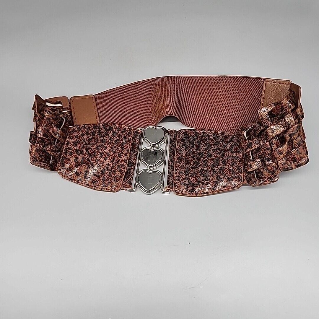 Leopard Print Faux Leather Belt Heart Rhinestone Buckle Casual Funky Maximalist Leopard Print Stud & Rhinestone Western Belt | Hot Topic main image 3