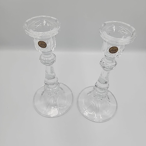 X2 Cristal d'Arques Bleikristall Kerzenständer Kerzenhalter 8,25