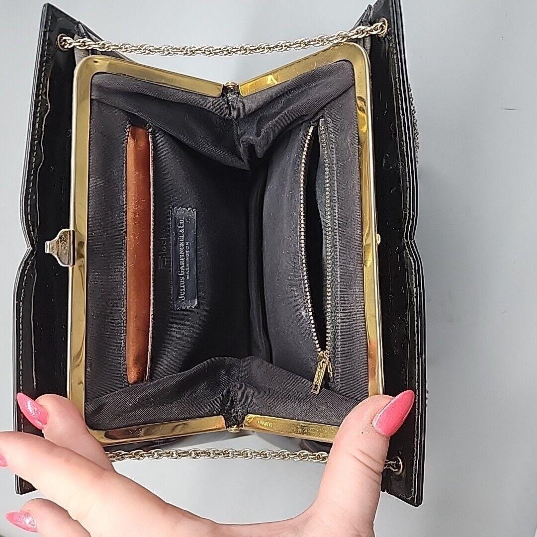 Vintage Julius Garfinckel Washington DC Purse Bag Gold Metal Kiss