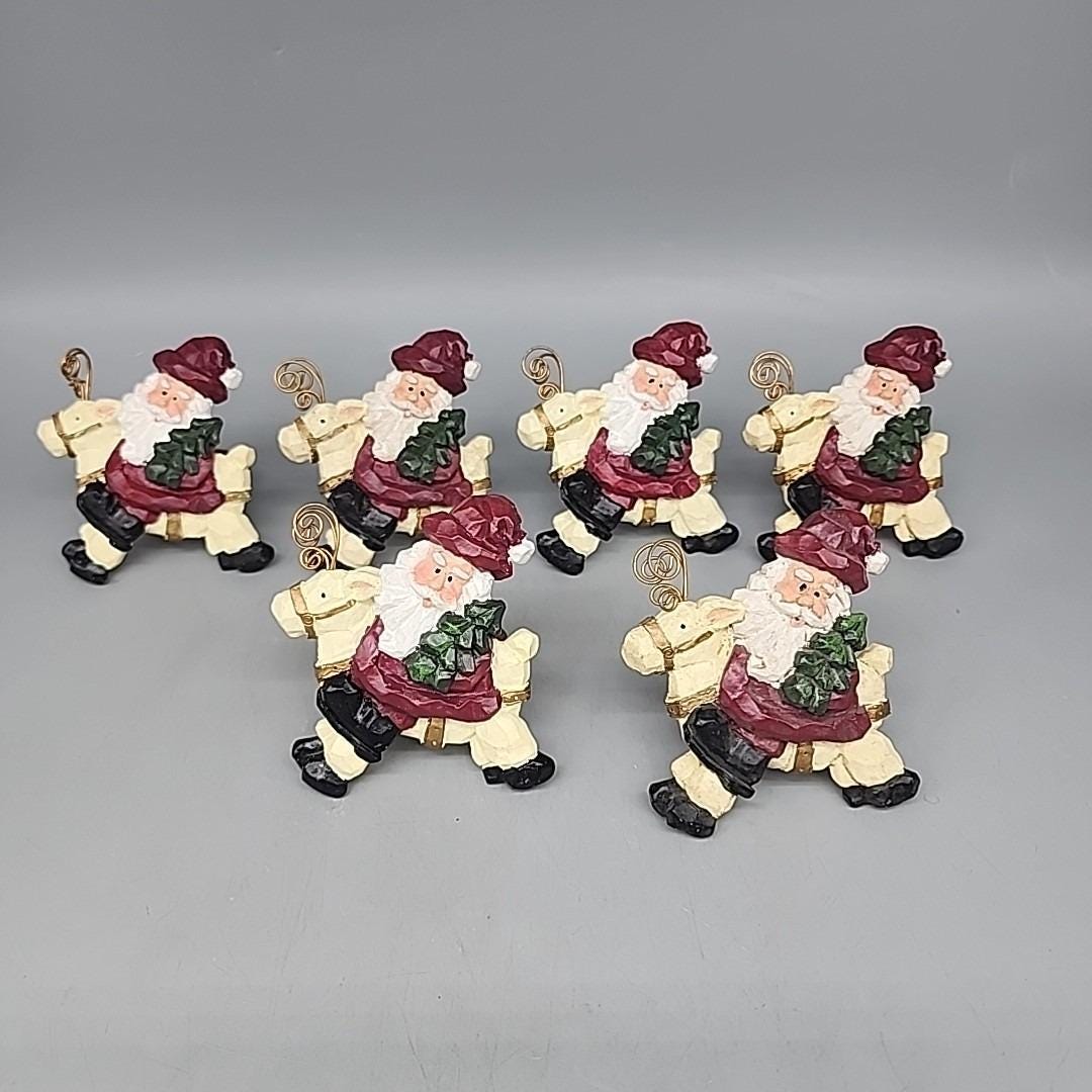 Vintage Rustic Santa Reindeer & Christmas Tree Napkin Rings X6 Large ...