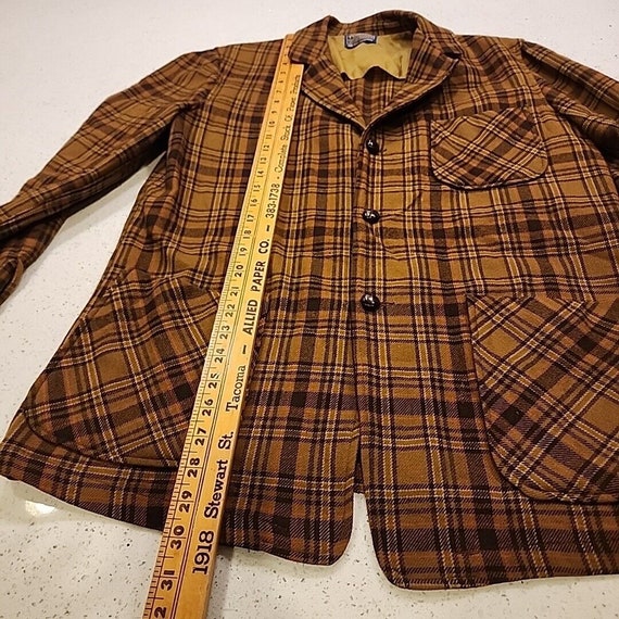 vintage pendleton jacket Blazer Mens M 60s Brown … - image 9