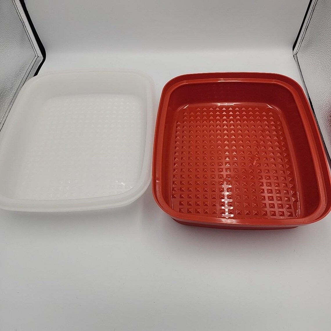 Tupperware Bottom Vintage Tupperware Red Meat Marinade Container Large Bottom 1294-6 Lid ...