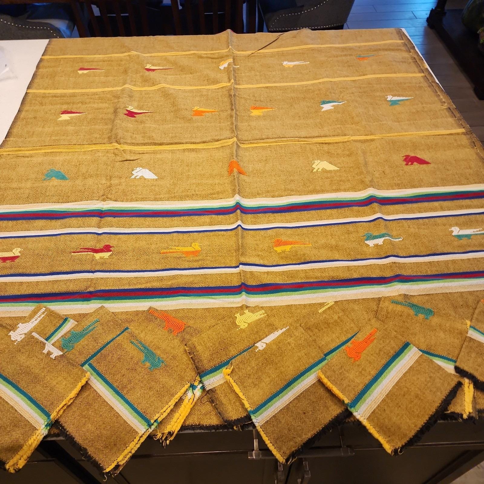Vintage Woven Serape Southwest Tablecloth 112x50