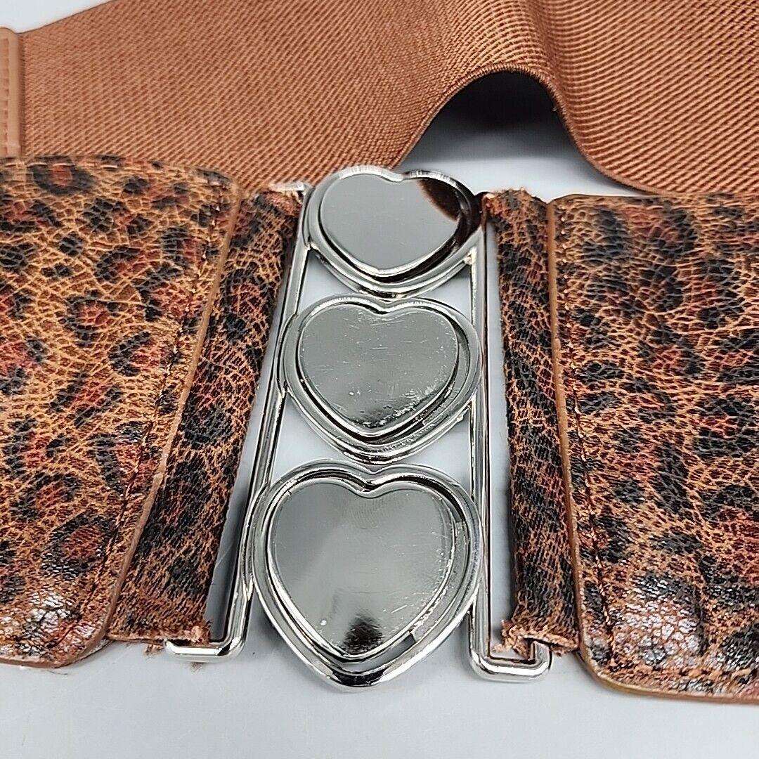 Elastic Faux Leather Stretch Belt Heart Silver Metal Buckle  display picture 2