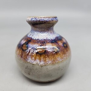 Vintage Handmade Miniature Vase Southwestern Blue Gray 2" Pottery