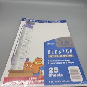 Vintage 1996 Mead Garfield Cat Jim Davis SEALED Stationary Pack 8.5 x 11 Paper