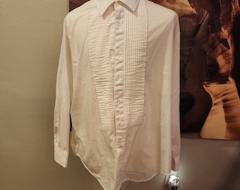 Camisa de vestir tipo esmoquin vintage after six, blanca, talla 18.5 35