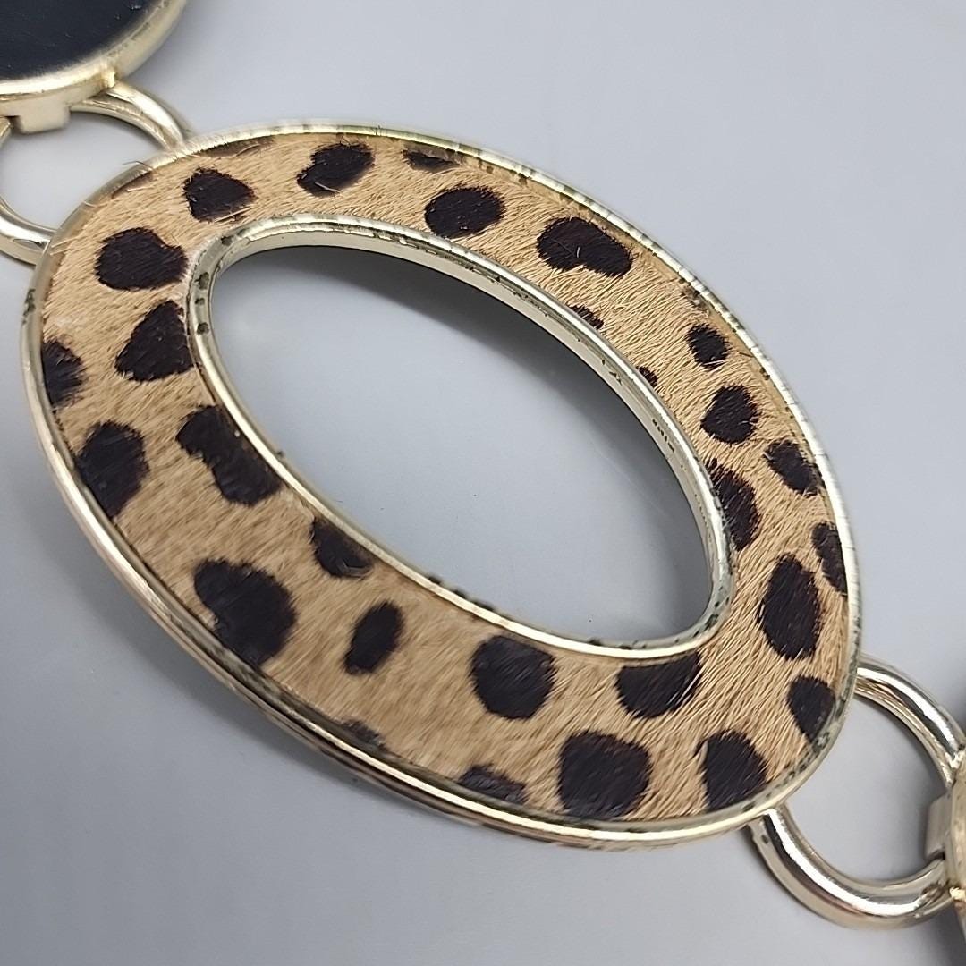 Chico\'s Black Belt with Gold-Tone Leopard Charm CHICO main image 4