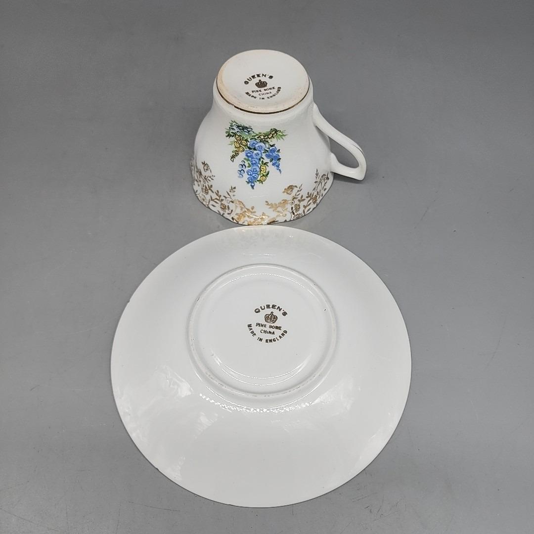 Vintage QUEEN'S Fine Bone China Cup & Saucer Victorian Made in