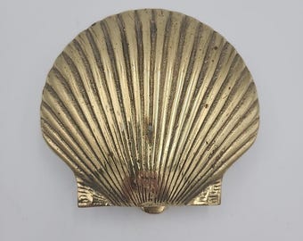 VTG Solid Brass Door Knocker Scallop Shell 5.5x5” Large Clam Nautical Coastal