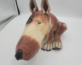Roberta Laidman Gran Dedo Resina Cheesecake Bull Terrier Perro Figura Estatua Vtg