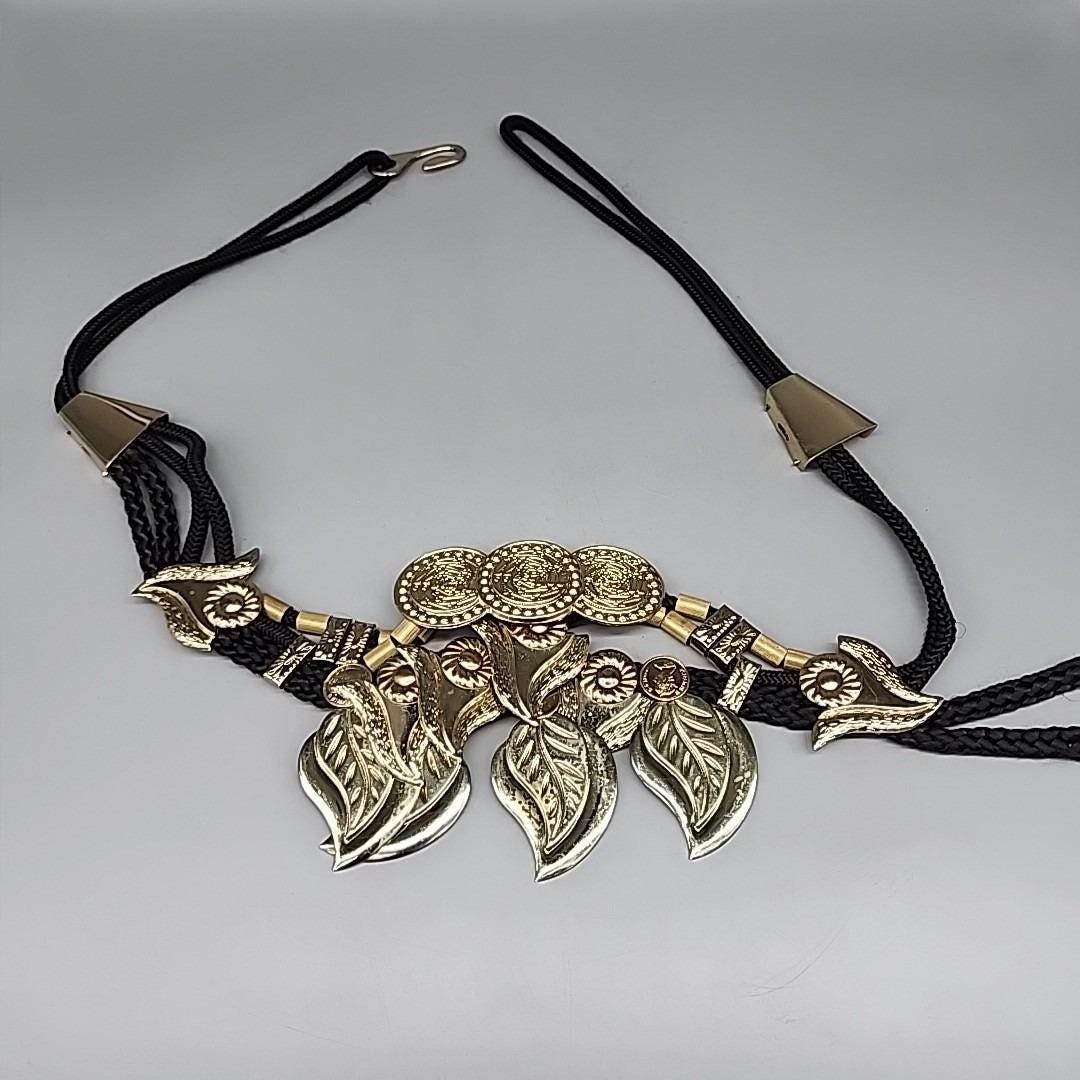 Vintage Boho Chunky EXP Made In Korea Black & Gold & Black Ornate Beaded Belt Vintage Korea Belt - Etsy main image 3