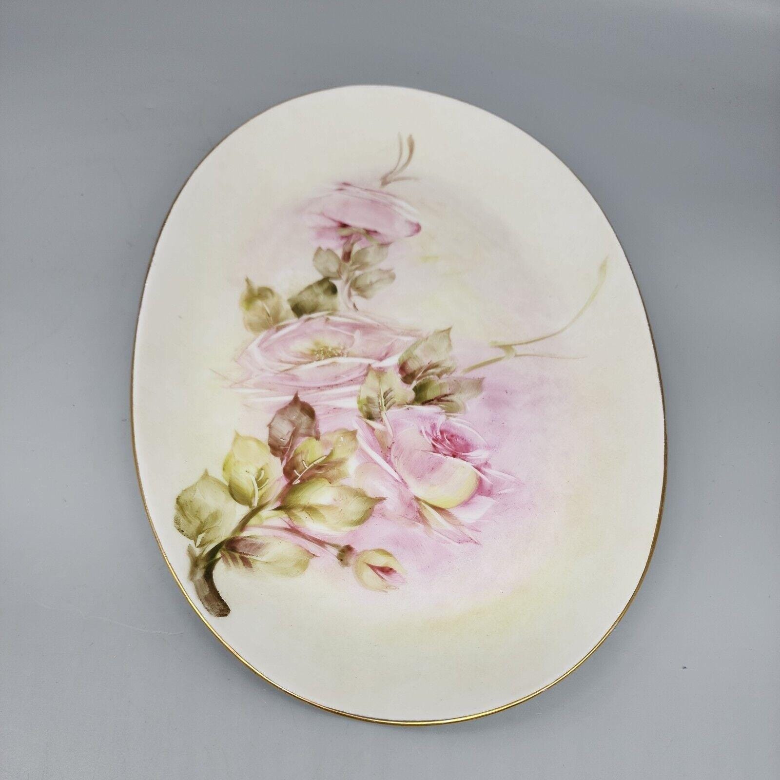 Hutschenreuther Rosenthal 花柄皿 HUTSCHENREUTHER Selb Favorite Bavaria Hand Painted PINK Rose