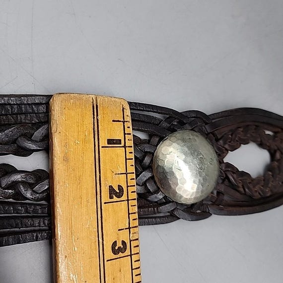 Vintage Moroccan Braided Leather Belt Large Metal Buckle  display picture 1