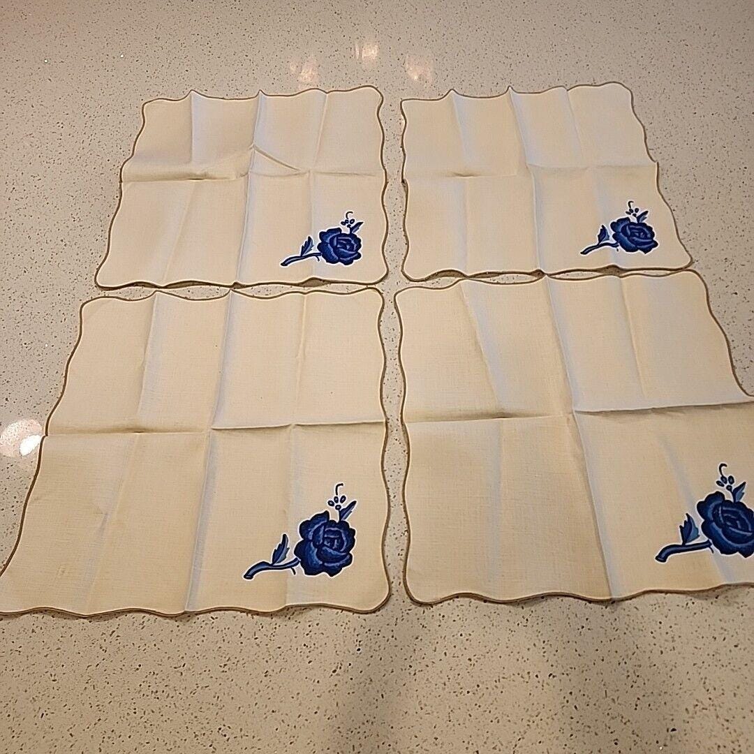 Tovagliolo da tavola con ricamo floreale blu ricamo personalizzato tovagliolo di