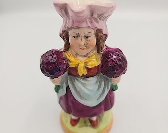 Jarra de crema antigua en miniatura con forma de dama, personaje alemán, de cerámica, 9,5 cm (3,75").