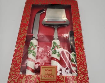 Ensemble de 3 couteaux à fromage vintage Lord & Taylor Home for the Holidays