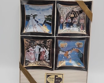 Juego de 4 platos pequeños de cristal estilo Panamá de MCM Vintage Houze Art, nuevos en su embalaje original.