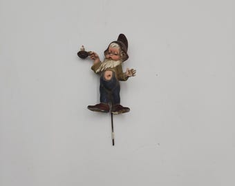 Adornos navideños vintage de los años 60: gnomo de plástico, enano, hechos en Hong Kong, 7,6 cm (3 pulgadas).