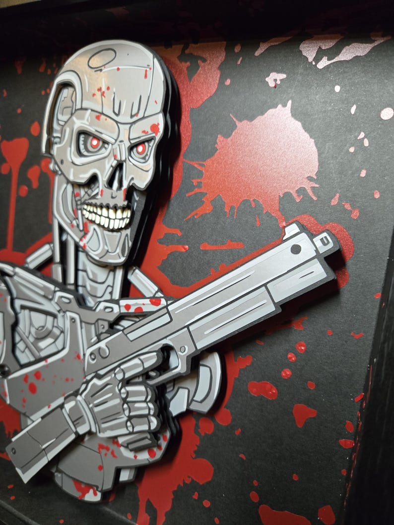 Terminator Endoskeleton Inspired 9inx9in Shadowbox Vinyl on Paper - Etsy