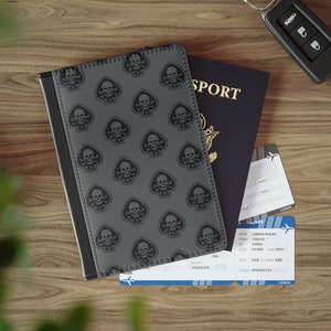 Goth Skull Passport Cover Dark Aesthetic Passport Wallet Travel Gift Goth Gift Travel Accessories Skull Pattern Passport Holder